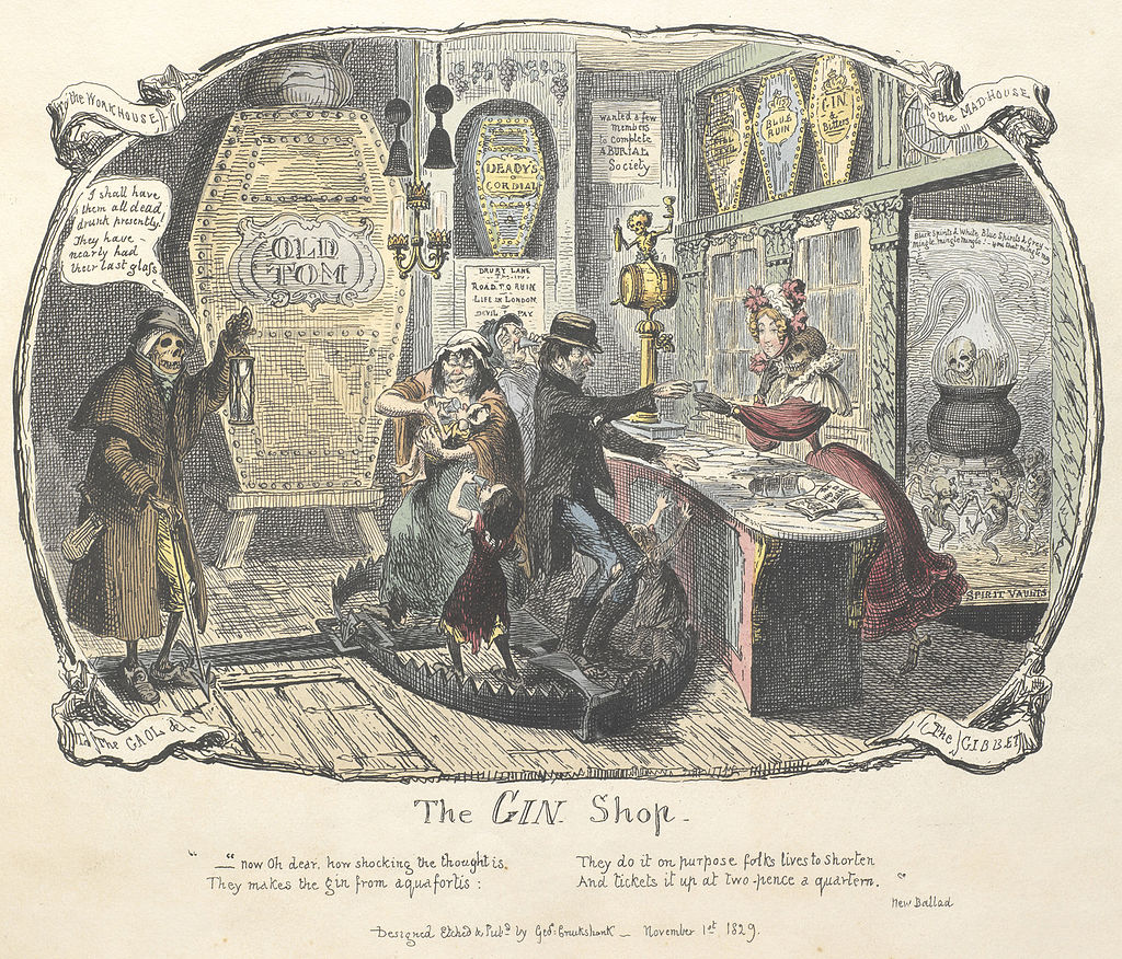 George Cruikshank's engraving of The Gin Shop